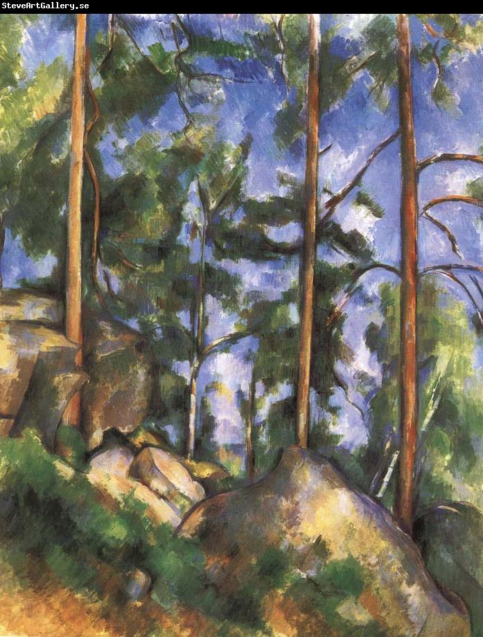 Paul Cezanne pine trees and rock